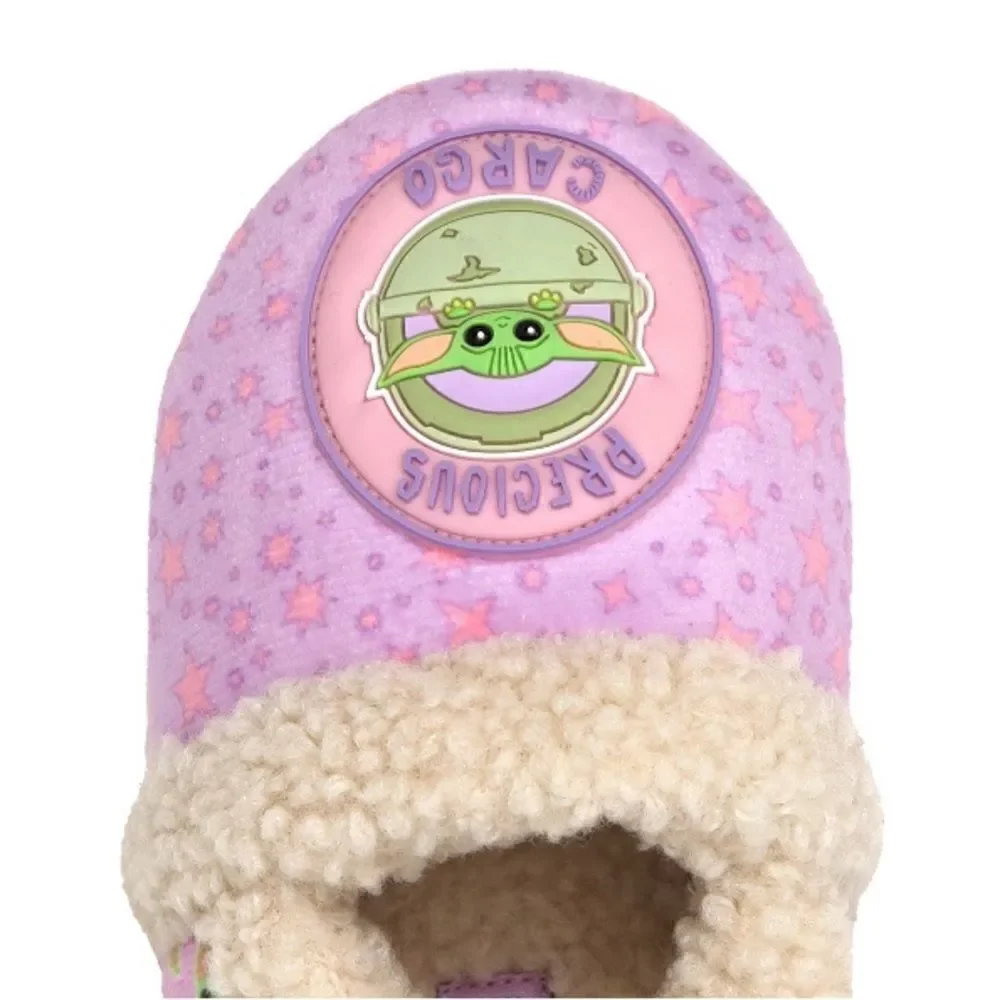 Toddler Girls Star Wars Mandalorian Grogu Plush Slippers Shoes Size 9/10